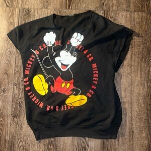 Vintage 1990s Mickey Mouse Cut Off sleeve sweat shirt
